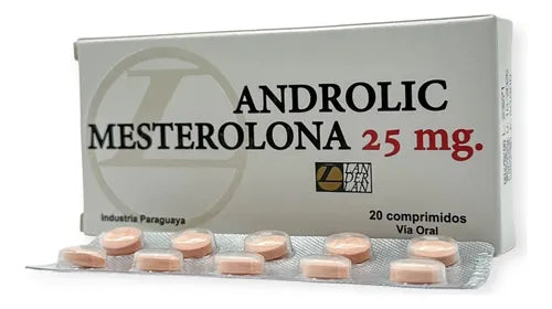 Androlic 25 mg Landerlan Proviron 20 comprimidos para dureza muscular y físico seco en MamadosMexico