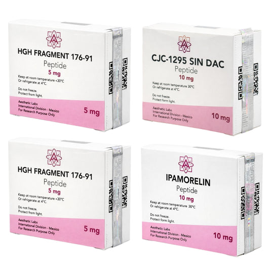 Stack de péptidos para culturismo HGH Fragment, CJC-1295 e Ipamorelin para secar y definir músculo en Mamados México.