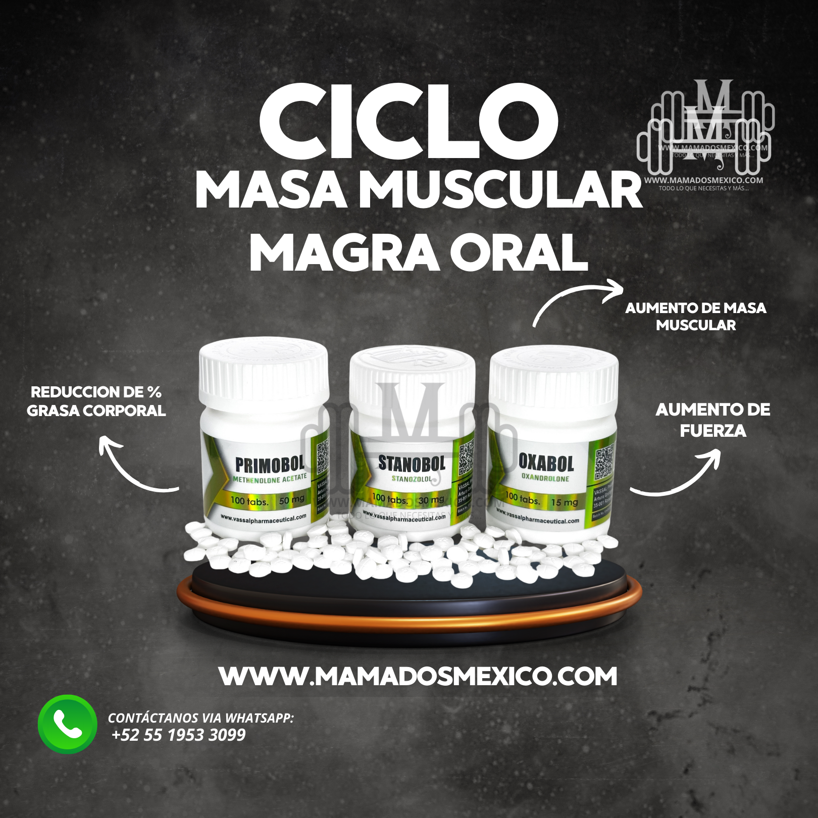 Ciclo Masa Muscular Magra Oral Primobolan Winstrol Oxandrolona