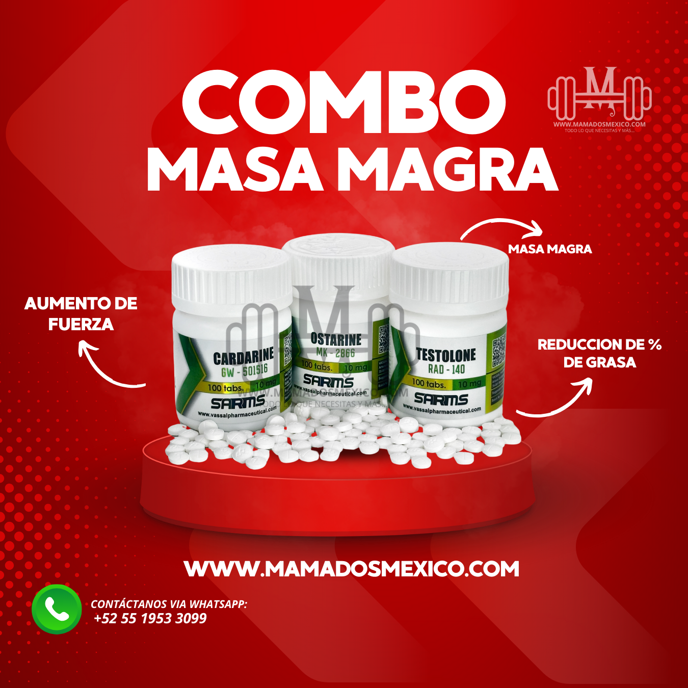 Ciclo Sarms Masa Muscular Magra Ostarine Testolone Cardarine