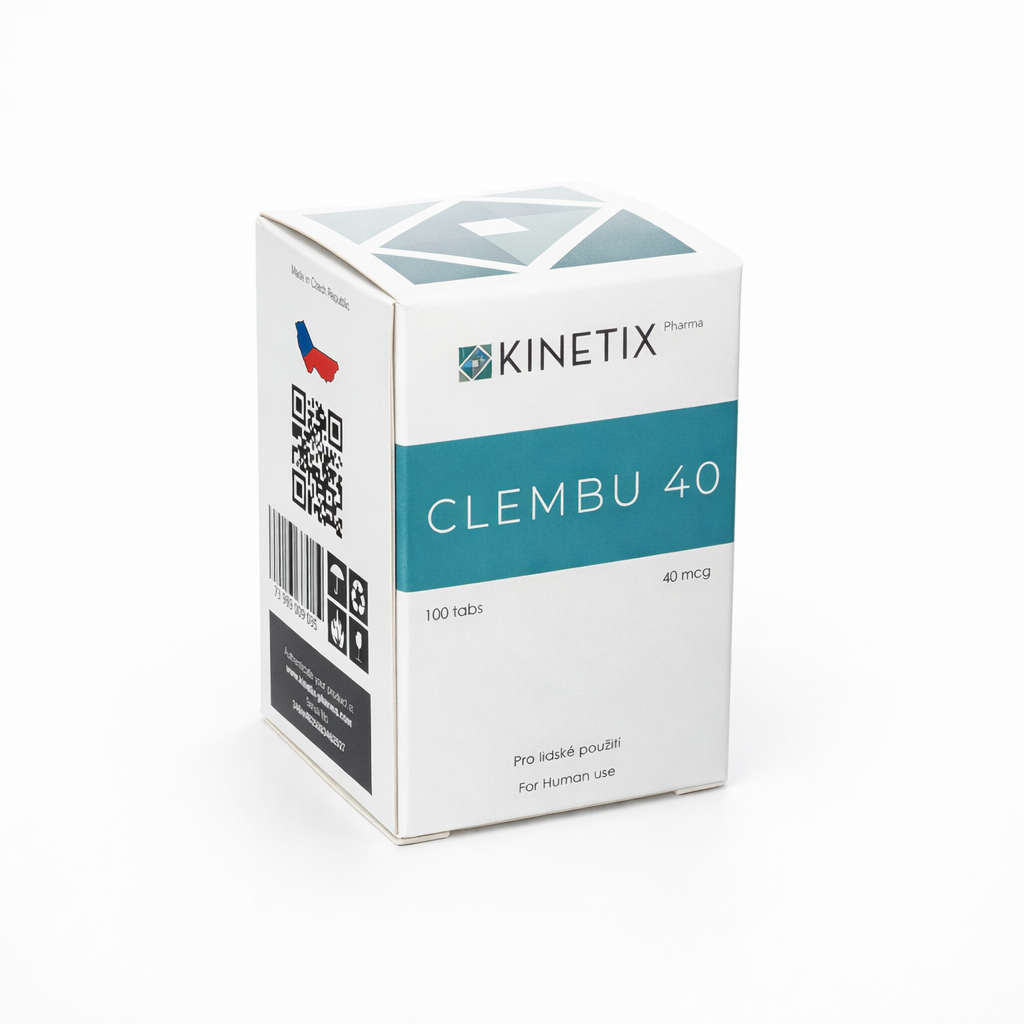 Frasco de Clembuterol Kinetix Pharma 40 mcg 100 tabletas, el mejor termogénico europeo para quemar grasa y definir músculo en Mamados México.