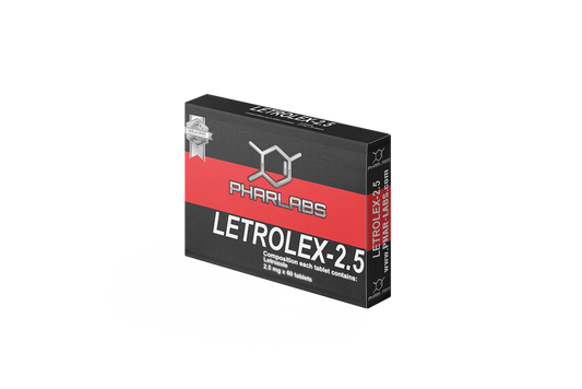 Letrolex Letrozol 2.5 mg Phar Labs Silver para bloquear estrógenos, evitar ginecomastia y lograr un físico seco y marcado.