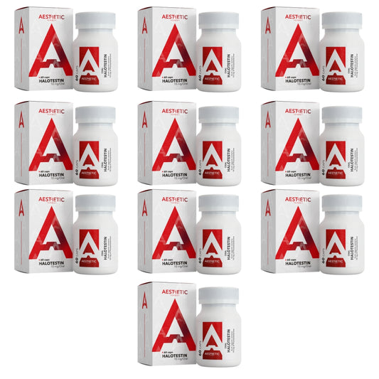 Halotestin Aesthetic Labs paquete mayoreo x10 para distribuidores y gimnasios, producto avanzado de fuerza extrema y estética premium en México