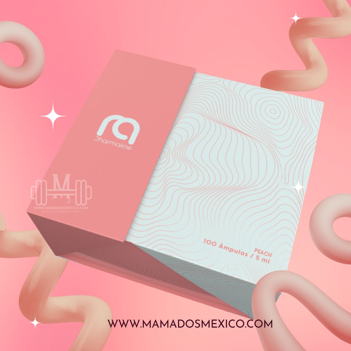 Caja Peach Dharmaline 100 Ampulas / 5 ML Voluminizante Gluteos